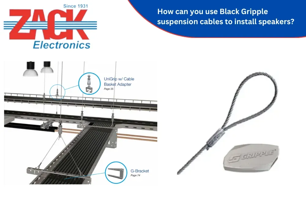 How can you use Black Gripple suspension cables to install speakers